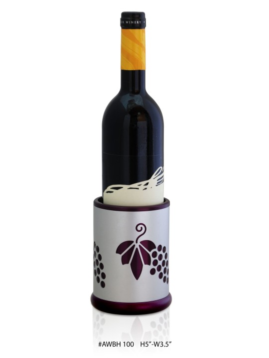 Elegant Wine Holder with Grapes Illustration , Tu B'Av Gifts , Israeli