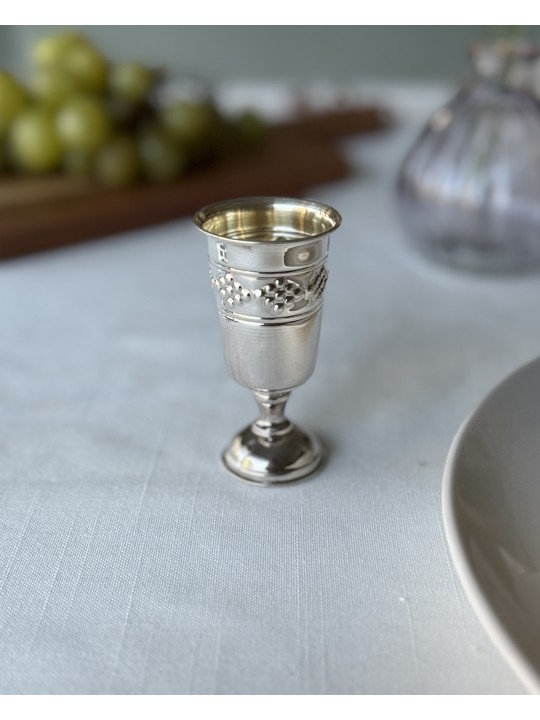 Petite Sterling Silver Child Kiddush Cup with Grap , Passover Gifts ,