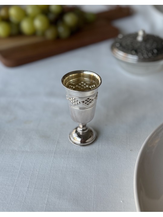 Petite Sterling Silver Child Kiddush Cup with Grap , Passover Gifts ,