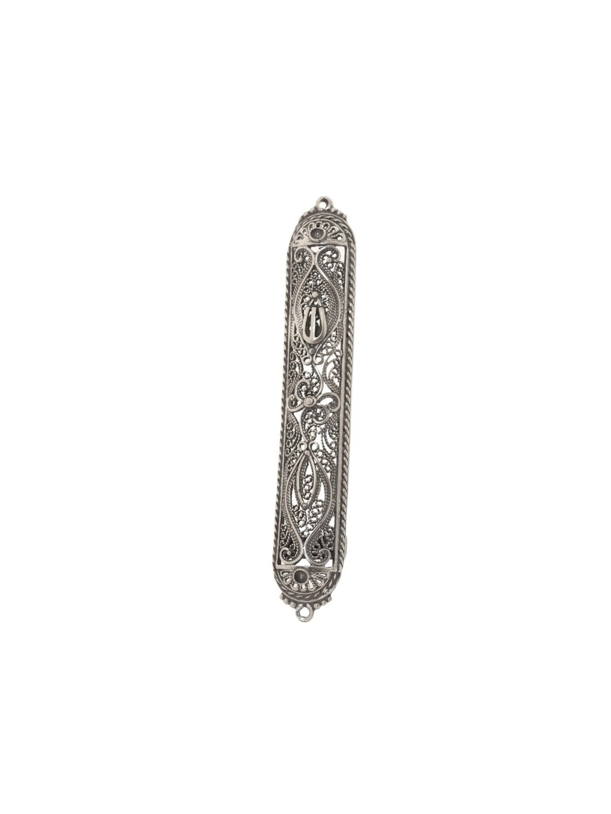 Round Edges Special Silver Mezuzah Cover , For 7cm Scrolls , Israeli J