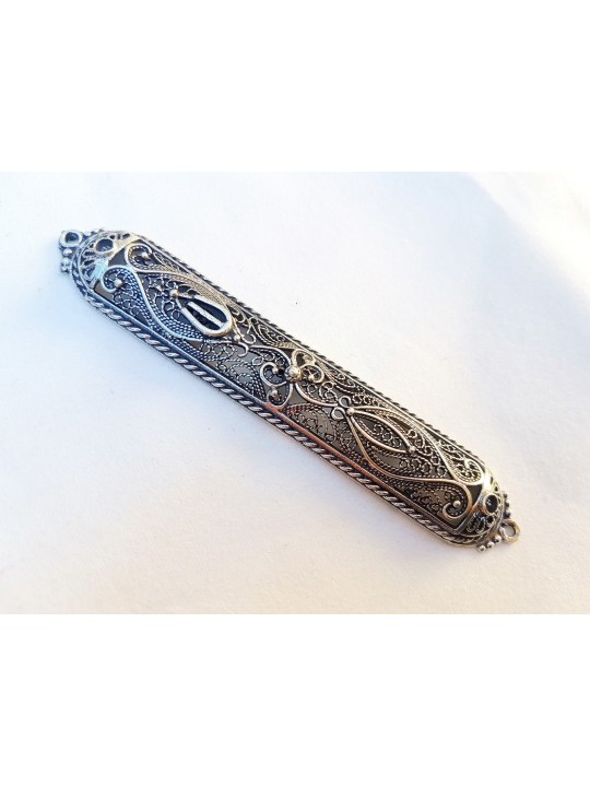 Couverture spéciale de mezouza en argent à bords arrondis, pour rouleaux de 7 cm, J israélien