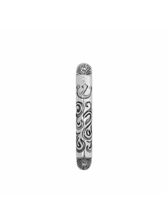 Decorated Sterling Silver Mezuzah Case , For 7cm Scrolls , Israeli Jud