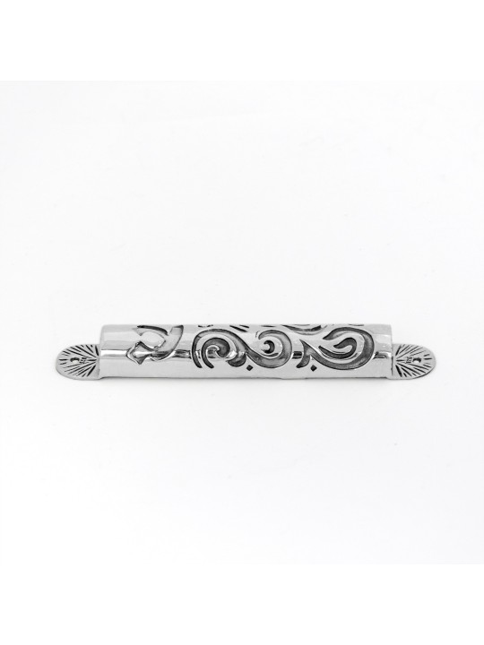 Decorated Sterling Silver Mezuzah Case , For 7cm Scrolls , Israeli Jud