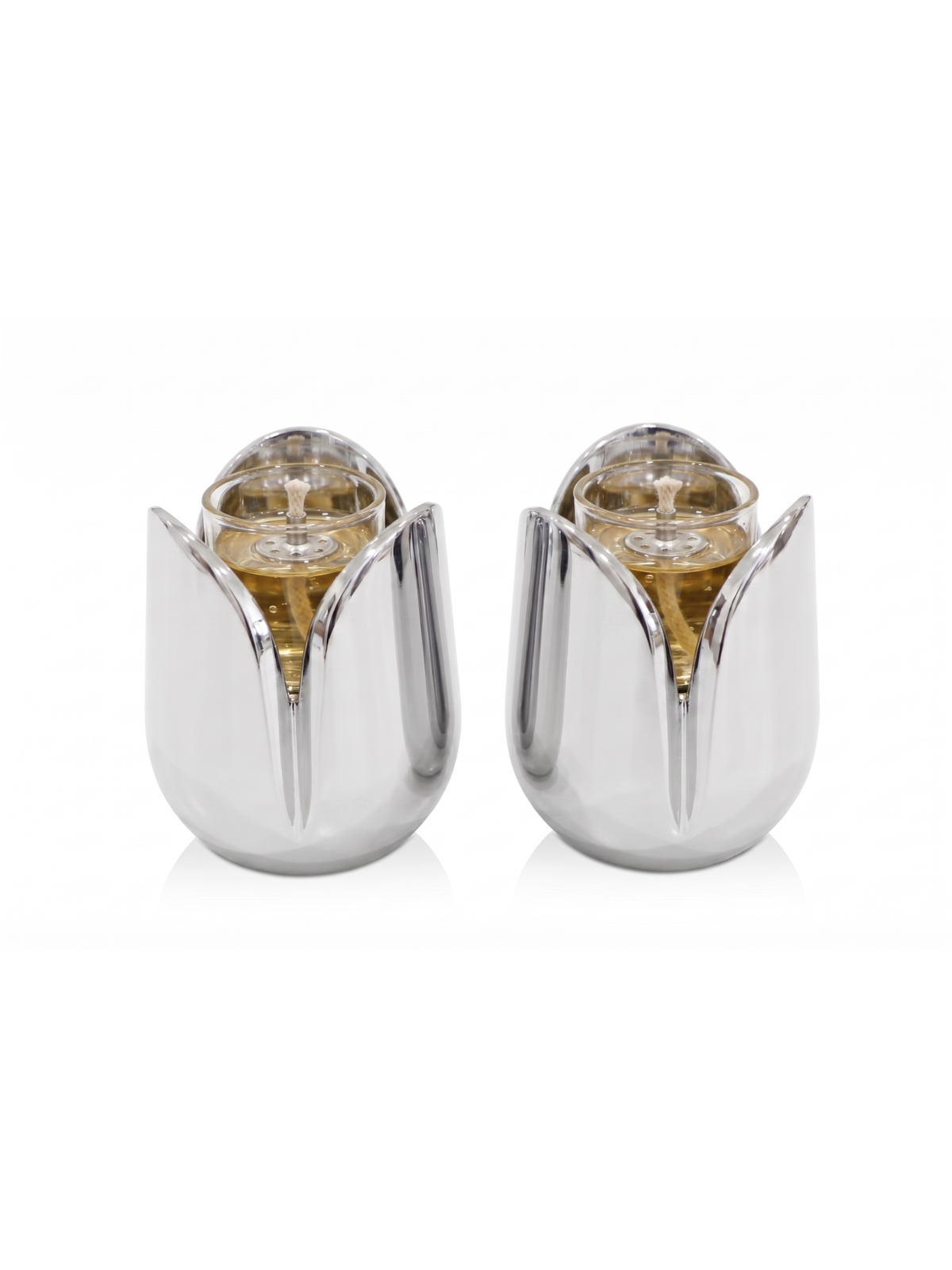 Petit bougeoir moderne en argent avec fleur de tulipe, cadeaux de Pâque,