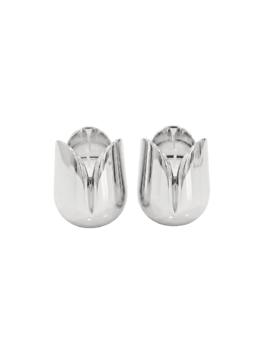 Petit bougeoir moderne en argent avec fleur de tulipe, cadeaux de Pâque,
