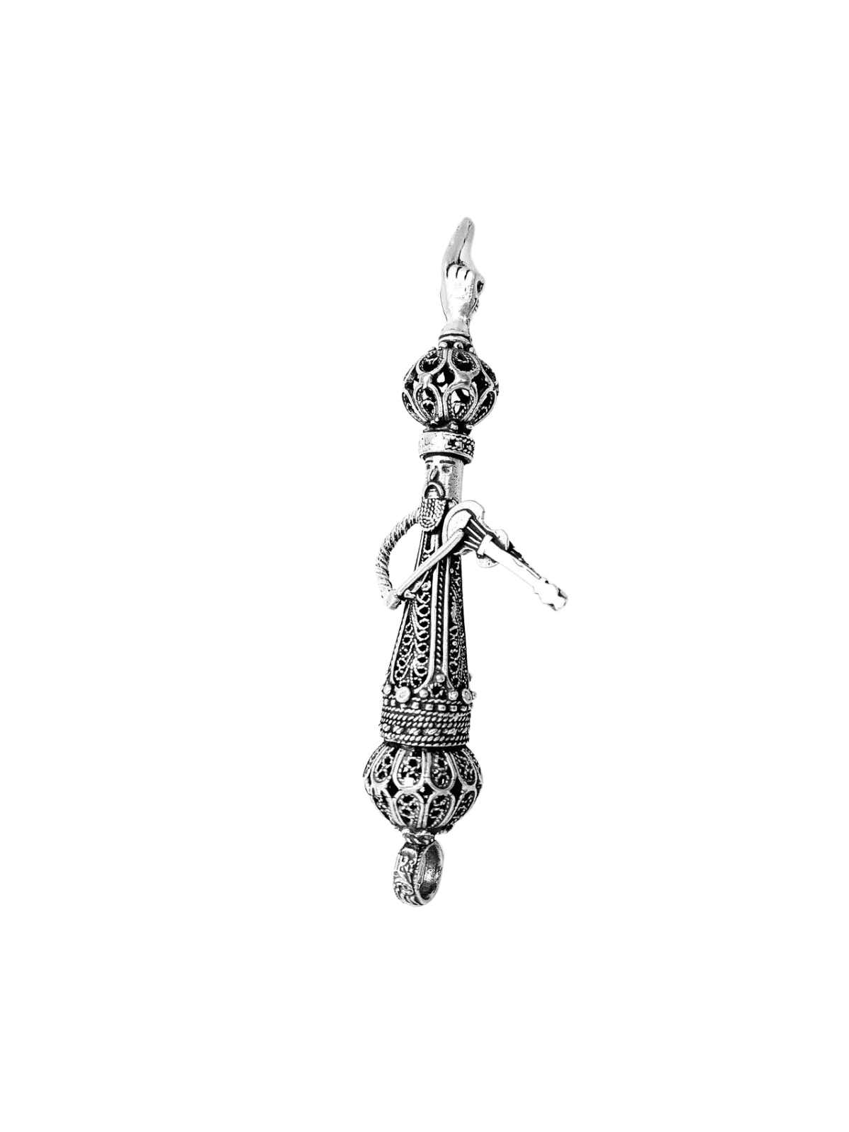 Tiny Unique Violinist Shape Sterling Silver Torah  , Passover Gifts ,