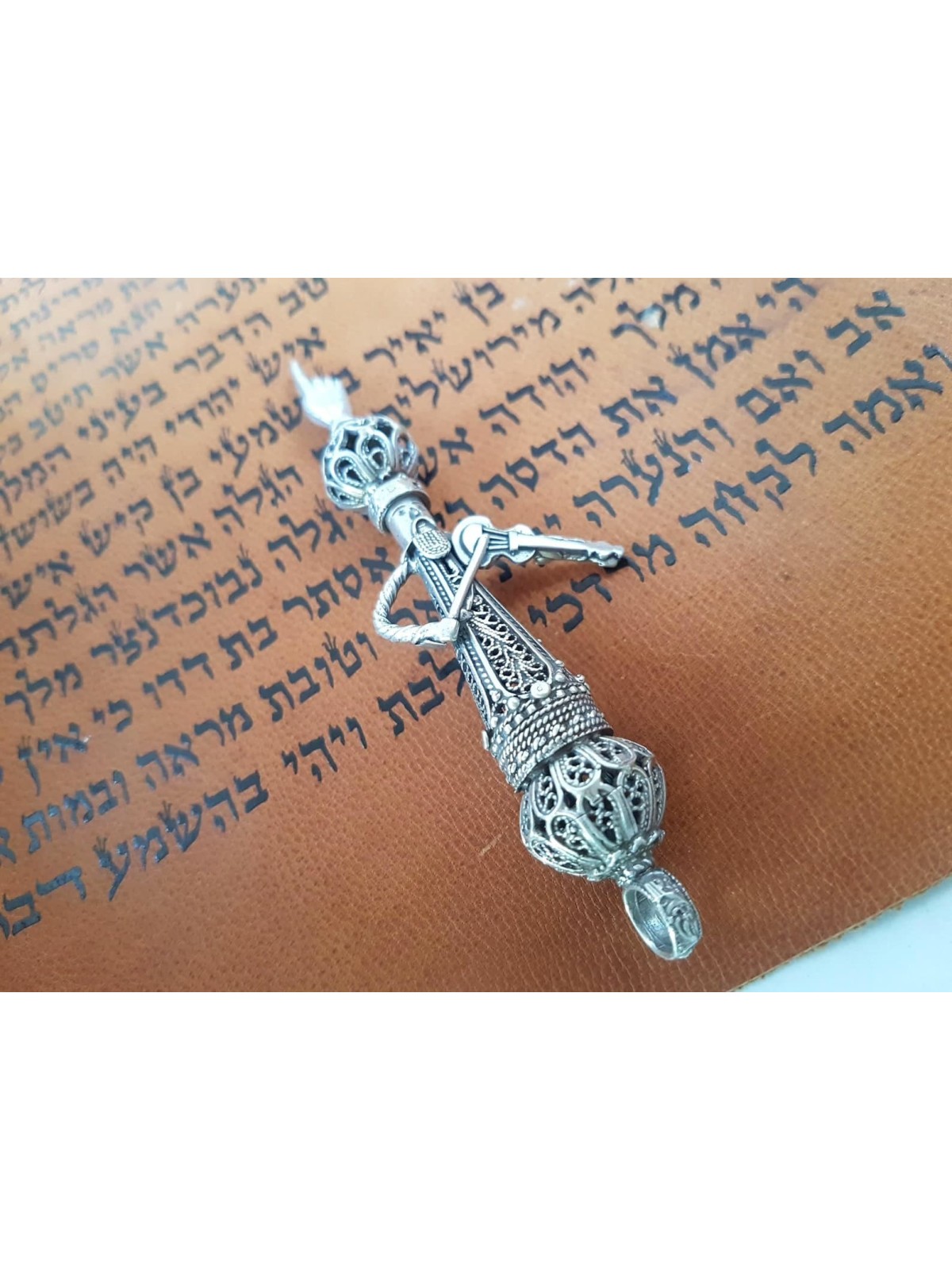 Tiny Unique Violinist Shape Sterling Silver Torah  , Passover Gifts ,