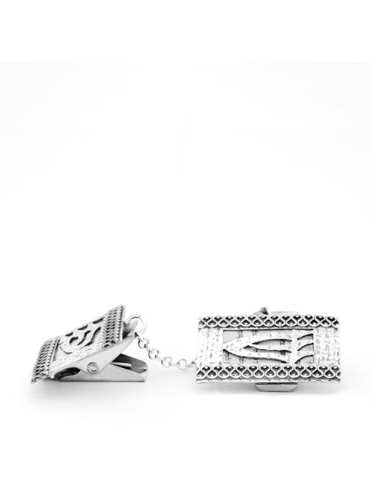 Sterling Silver "Shin" Tallit Clips with Filigree , Tallit Clips , Isr