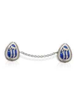 Sterling Silver Drop Shape Chai Tallit Clips , Tallit Clips , Israeli