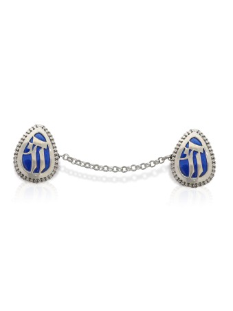 Sterling Silver Drop Shape Chai Tallit Clips , Tallit Clips , Israeli
