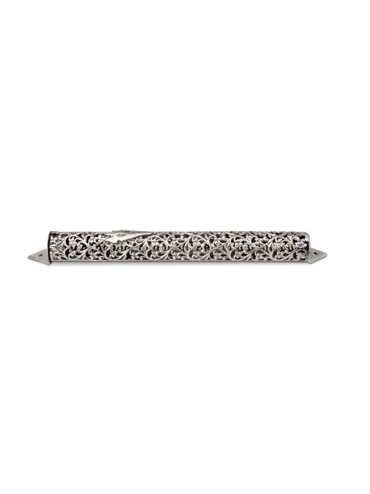 Elegant Filigree Silver Mezuzah Case , For 7cm Scrolls , Israeli Judai