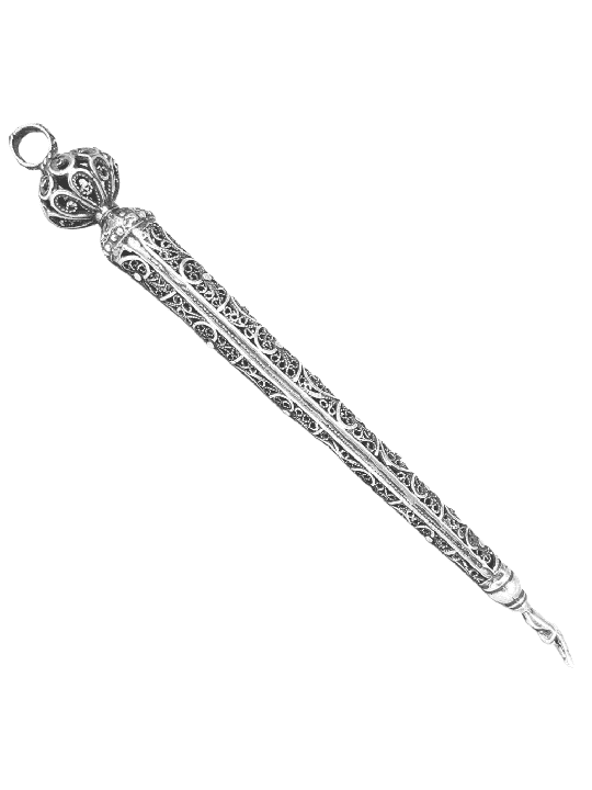 Mid Size Torah Pointer With Filigree Flower Design , Passover Gifts ,
