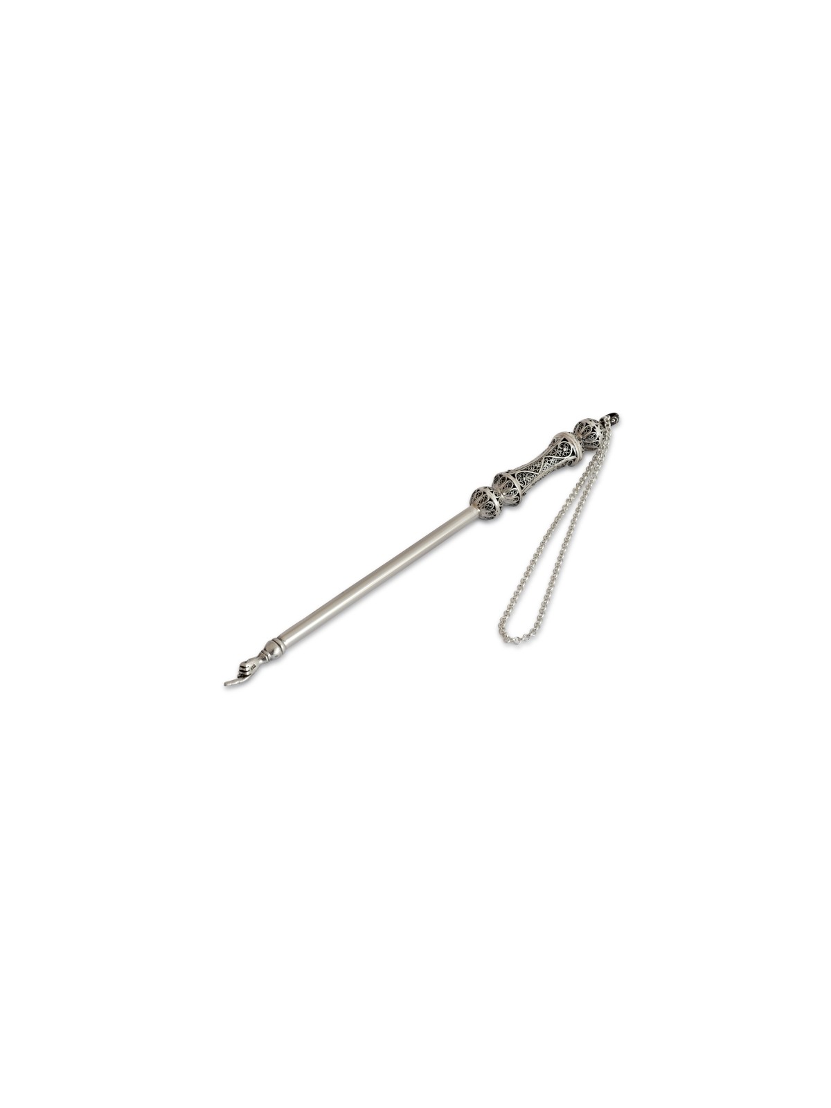 Classic Filigree And Smooth Finish Silver Yad Tora , Passover Gifts ,