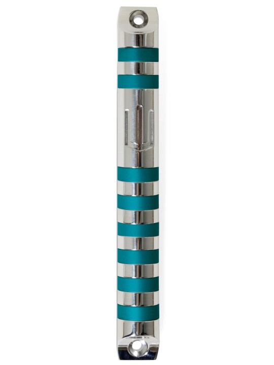 Blue Modern Mezuzah Case Anodized aluminum , Large Mezuzahs , Israeli
