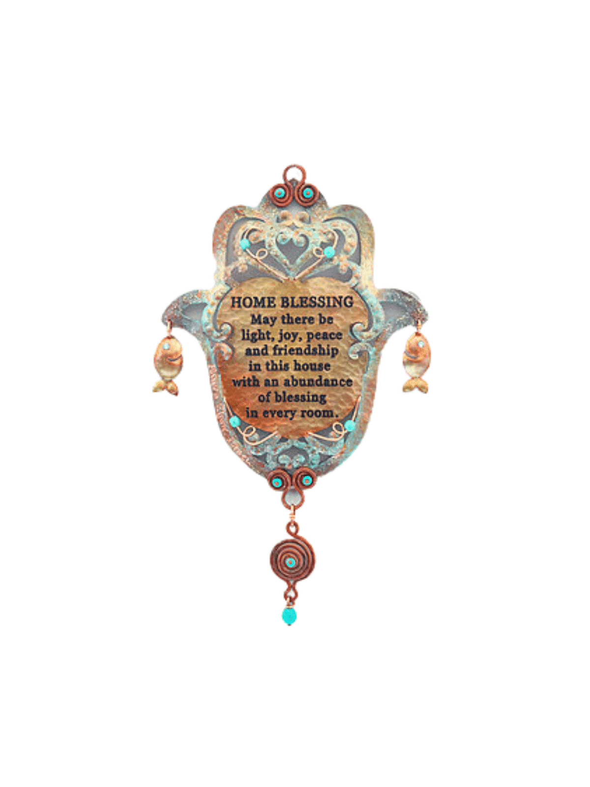 Amazing Copper Hamsa With Home Blessing , Jewish Wedding Gifts , Israe