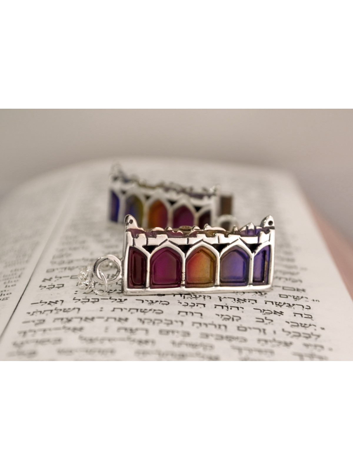 Clips Talit avec émail et design de Jérusalem , Clips Talit , J israélien