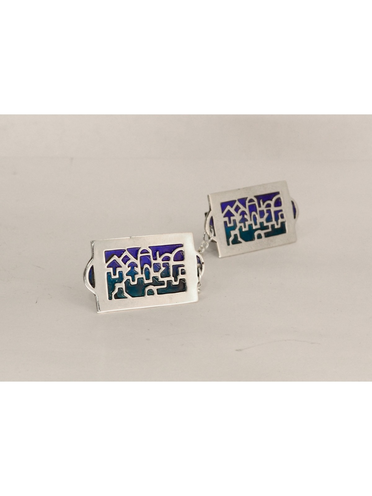 Colorful Tallit Clips with Jerusalem Landscape , Tallit Clips , Israel