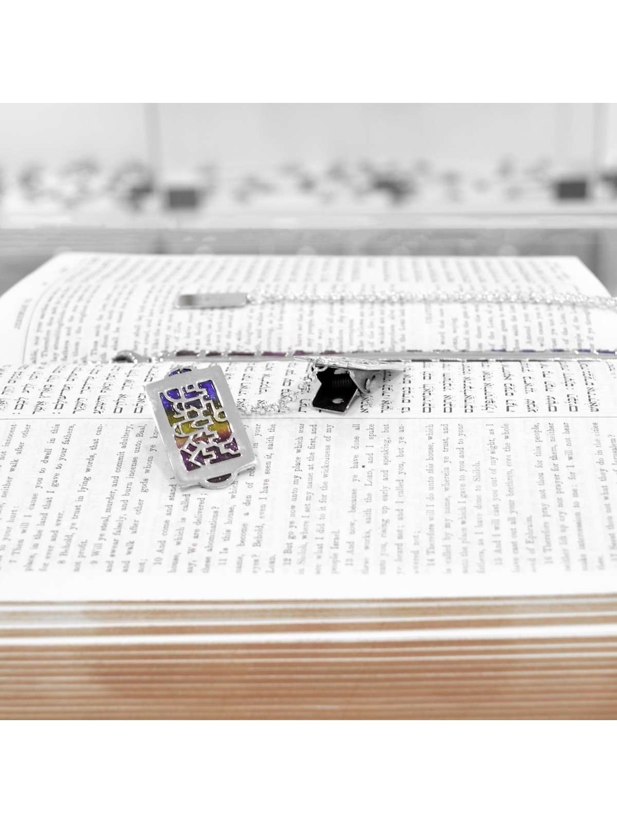 Colorful Tallit Clips with Jerusalem Landscape , Tallit Clips , Israel