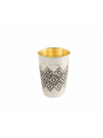 Old style kiddush Cup Geometric lines & Plate , Passover Gifts , Israe