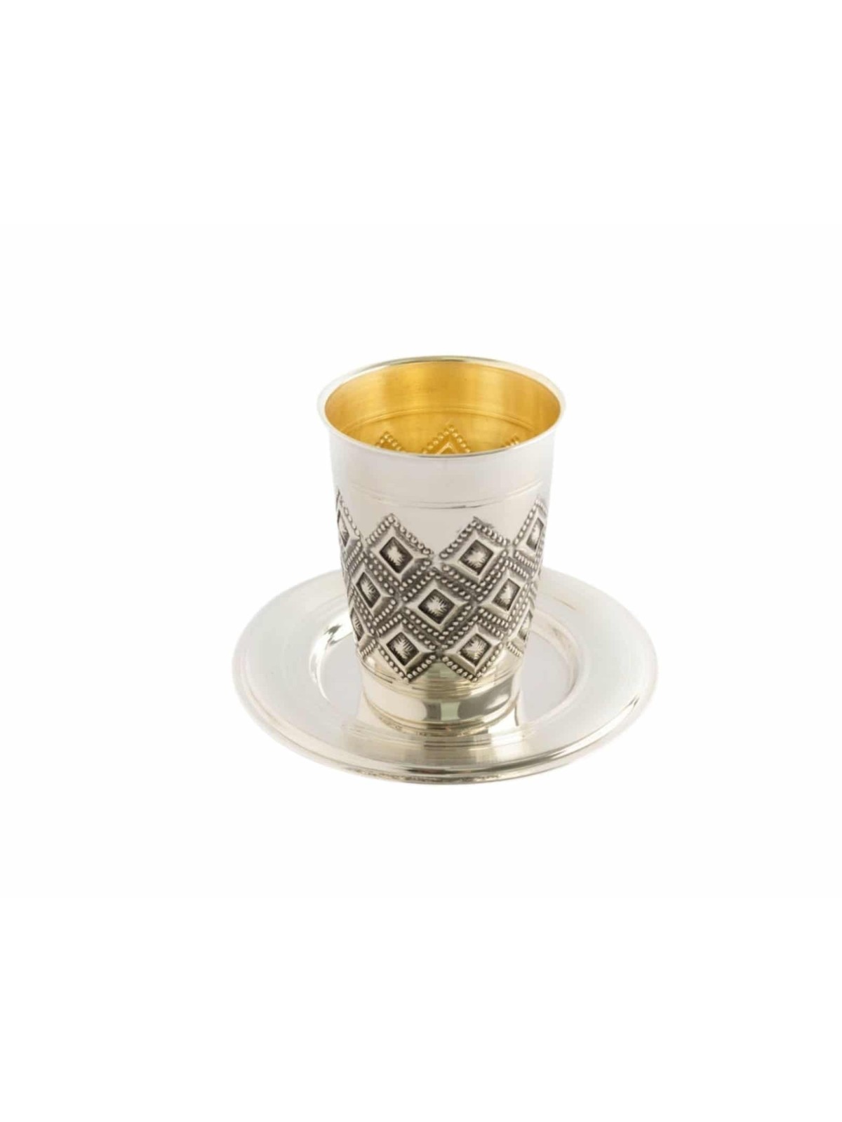 Coupe de kiddouch de style ancien Lignes géométriques et assiette , Cadeaux de Pâque , Israël