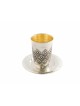 Coupe de kiddouch de style ancien Lignes géométriques et assiette , Cadeaux de Pâque , Israël