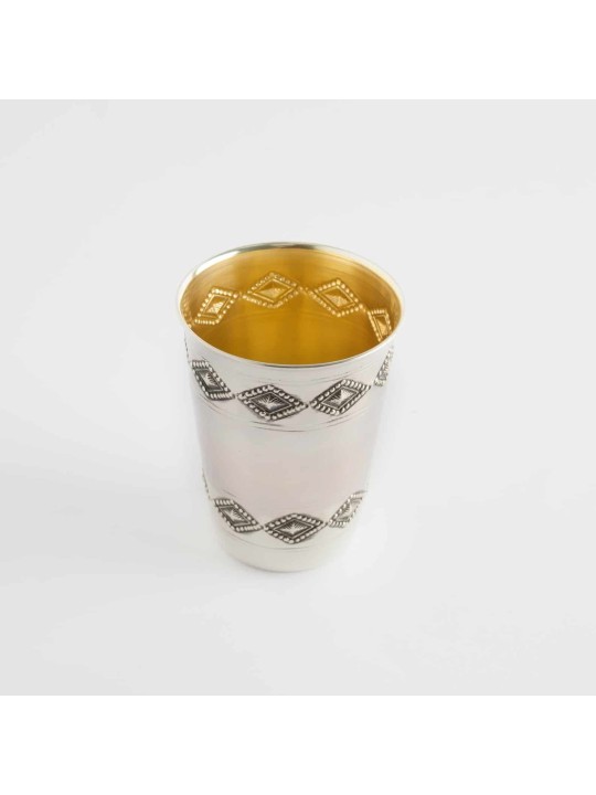 Coupe de Kiddouch en argent avec ornements rhombiques en plaque, cadeaux de Pâque, Isr