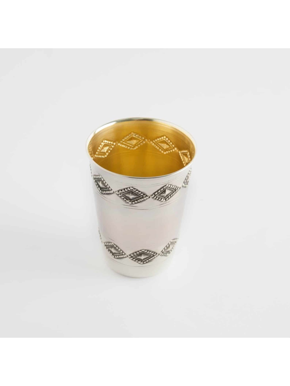 Silver Kiddush Cup With Plate Rhombic Ornaments , Passover Gifts , Isr