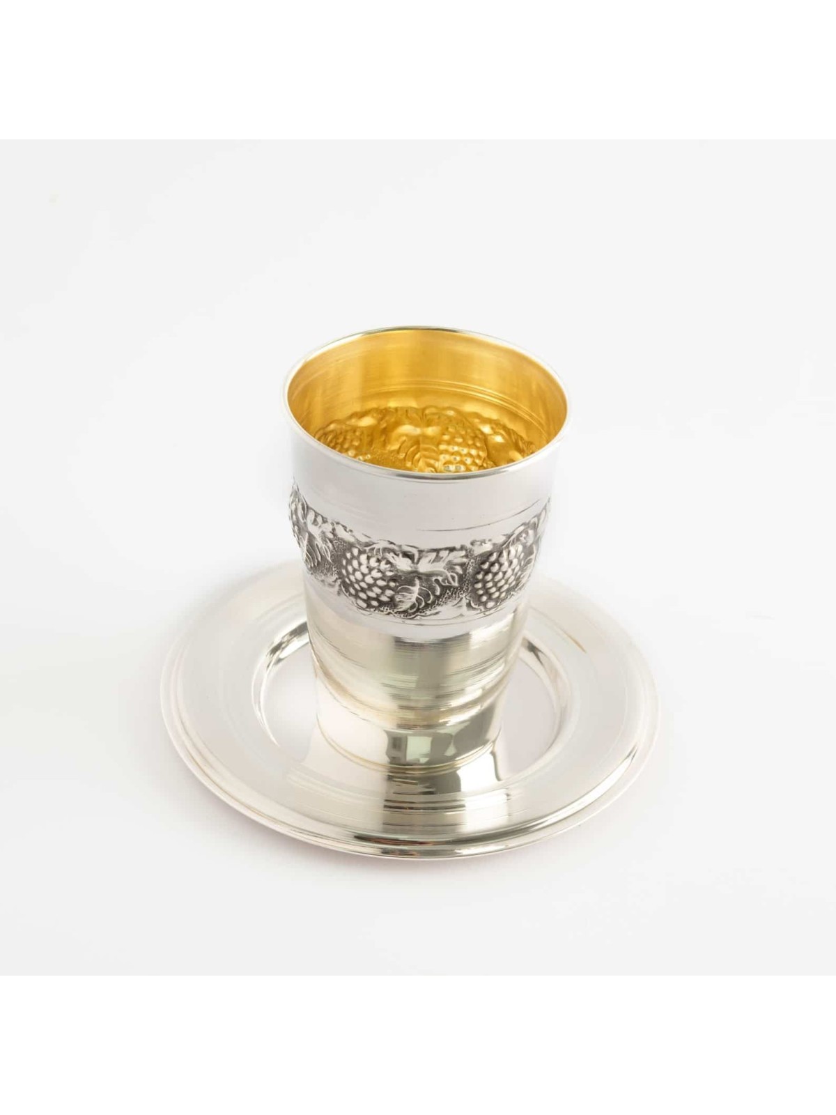 Grapes Design Kiddush Cup & Plate Made of Sterling , Passover Gifts ,