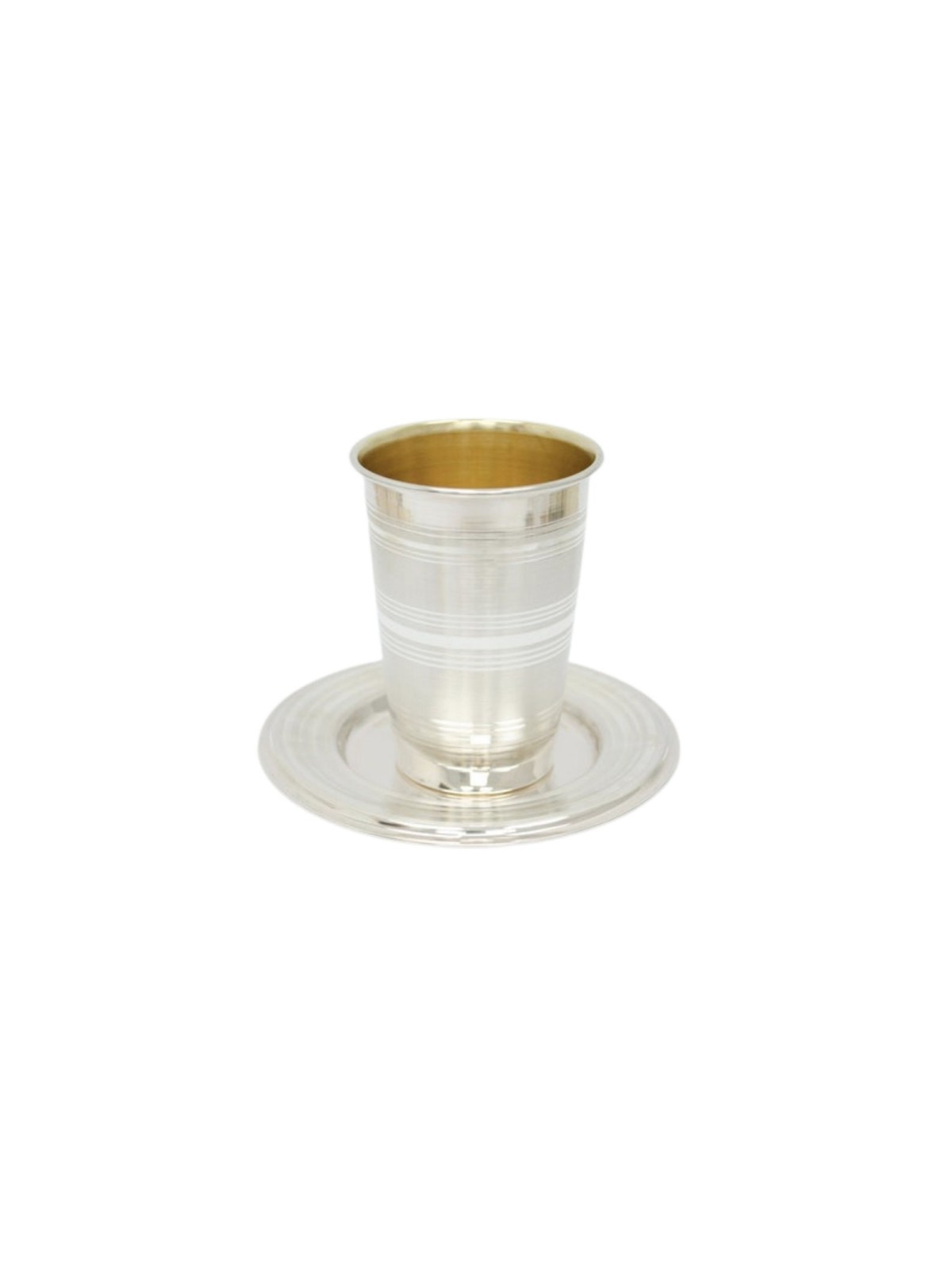 Straight Kiddush Cup with Plate , Passover Gifts , Israeli Judaica