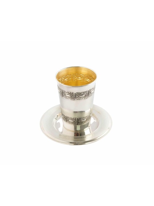 Silver Shabbat kiddush Cup & Plate , Cadeaux de Pâque , Judaica israélien