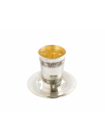 Silver Shabbat kiddush Cup & Plate , Cadeaux de Pâque , Judaica israélien