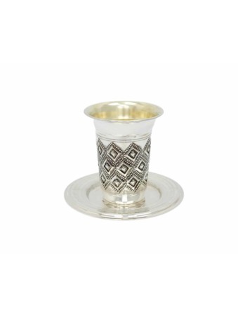 Coupe de Kiddouch en argent sterling avec formes géométriques et perles, cadeaux de Pâque,