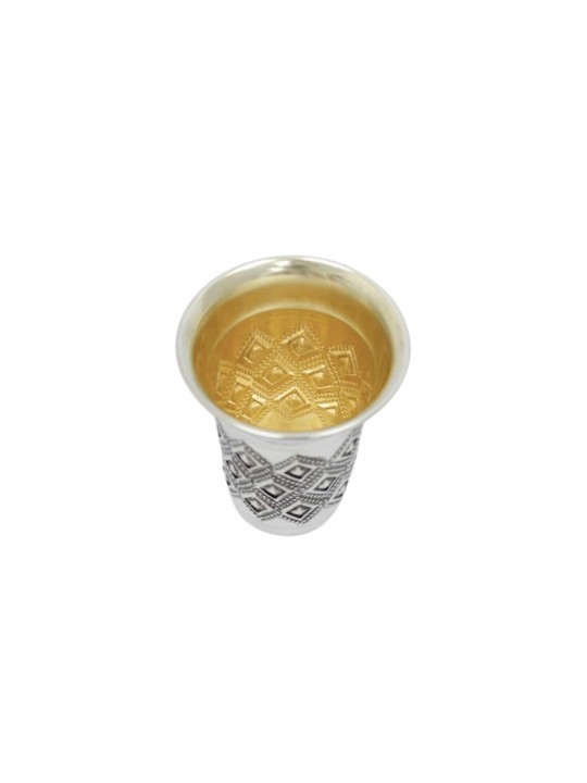 Coupe de Kiddouch en argent sterling avec formes géométriques et perles, cadeaux de Pâque,