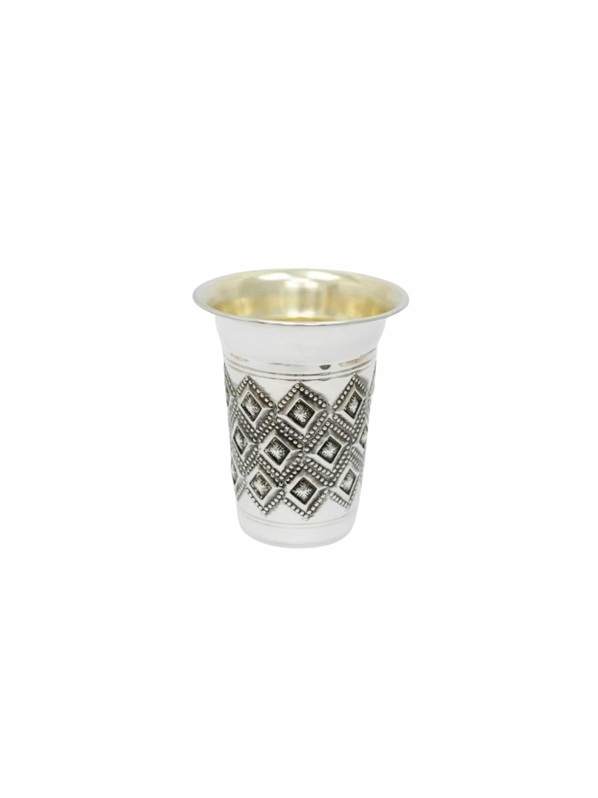 Sterling Silver Kiddush Cup with Geometric & beads , Passover Gifts ,