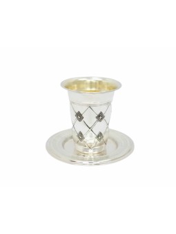 Geometric Shape Silver Kiddush Cup , Passover Gifts , Israeli Judaica
