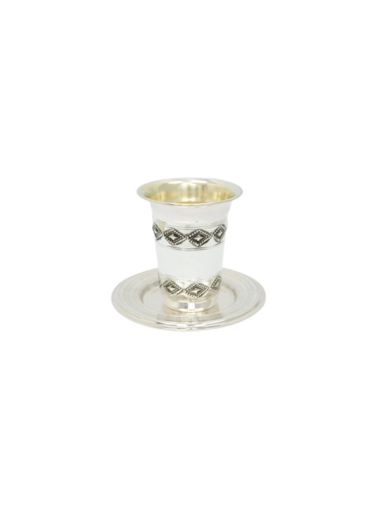 Coupe de Kiddouch en argent avec ornements rhombiques, cadeaux de Pâque, J israélien
