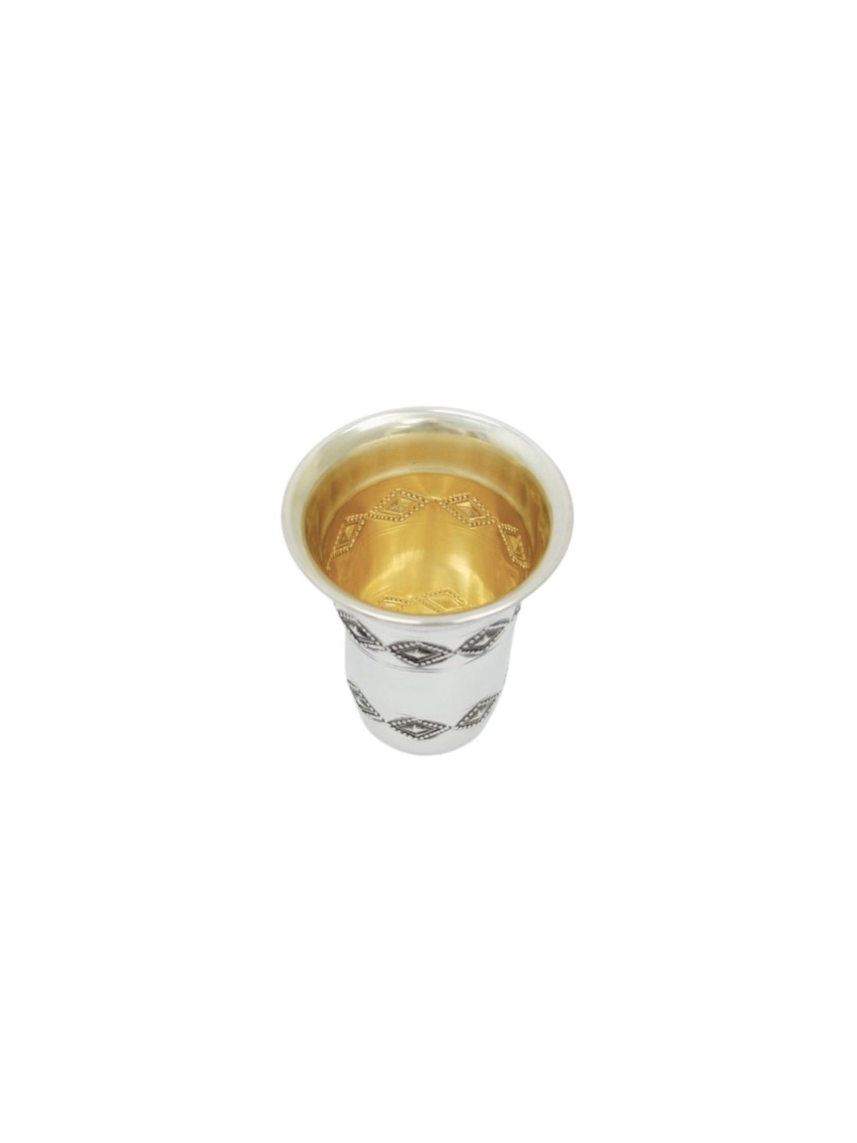 Silver Kiddush Cup With Rhombic Ornaments , Passover Gifts , Israeli J