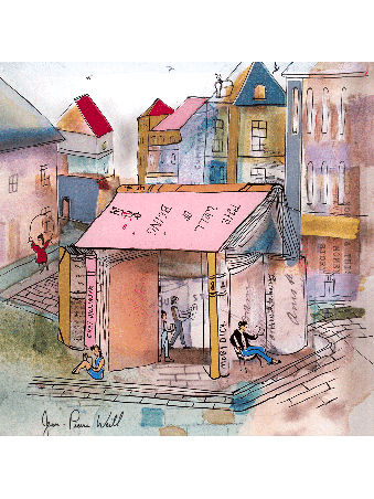 Multicolored Village of Books 3D Painting on Glass , Tu B'Av Gifts , I
