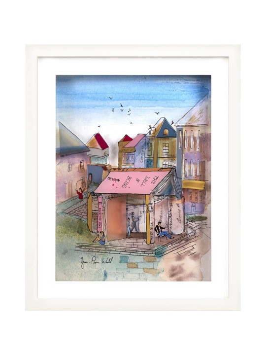 Village multicolore de livres Peinture 3D sur verre , Cadeaux Tu B'Av , I