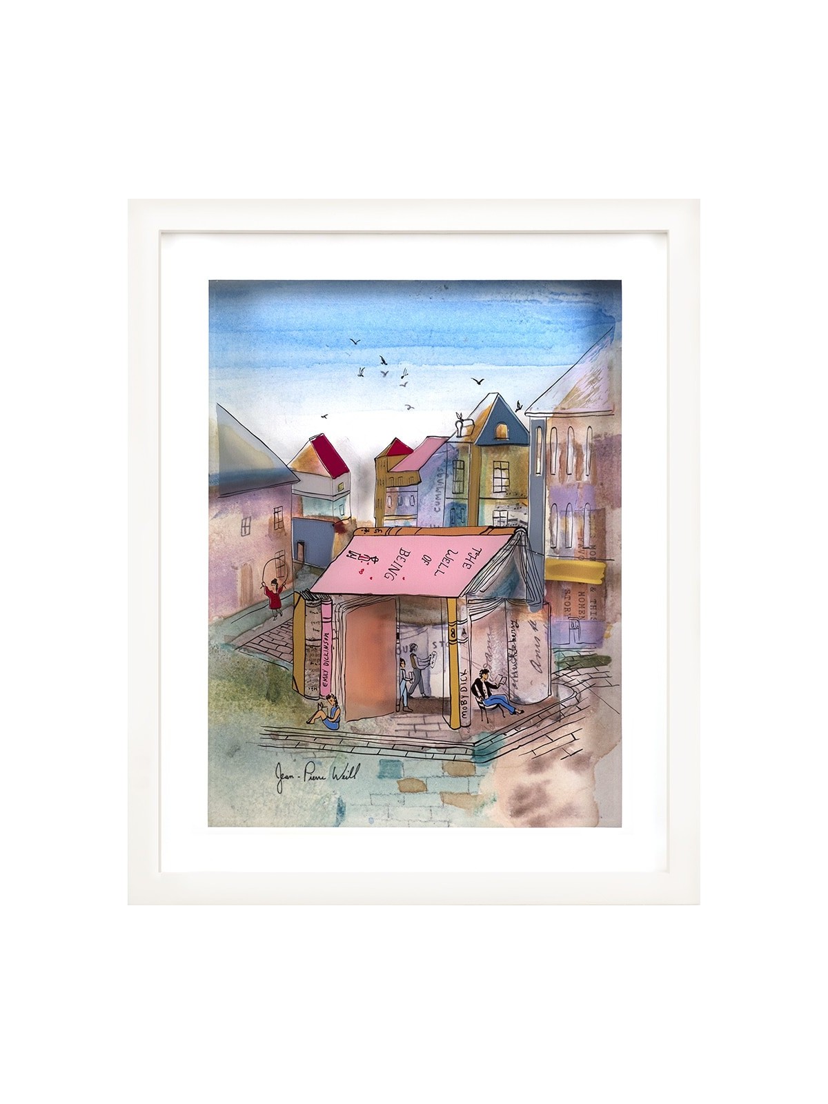 Village multicolore de livres Peinture 3D sur verre , Cadeaux Tu B'Av , I