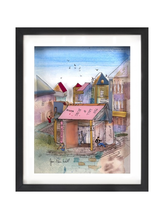 Village multicolore de livres Peinture 3D sur verre , Cadeaux Tu B'Av , I