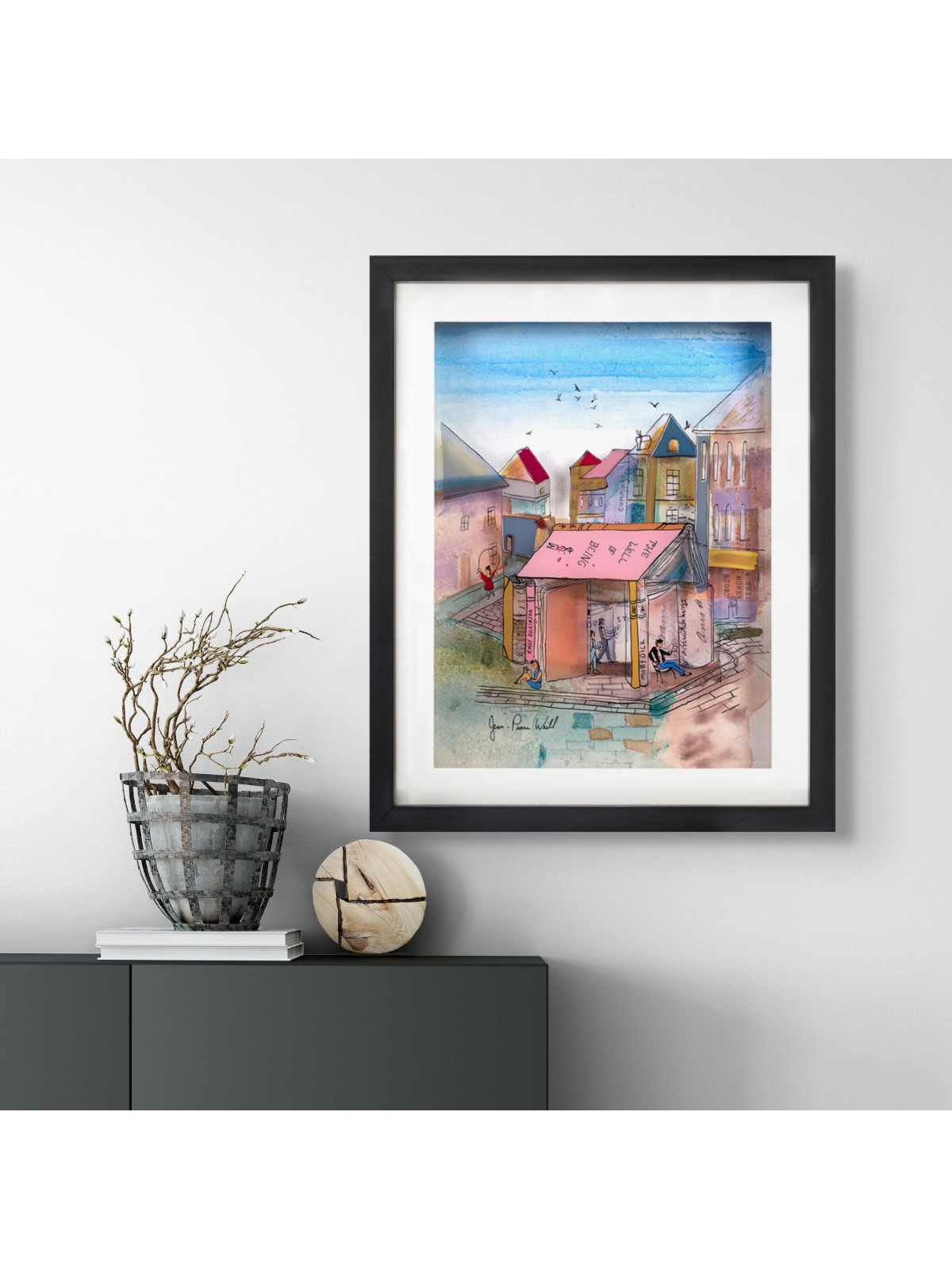 Multicolored Village of Books 3D Painting on Glass , Tu B'Av Gifts , I