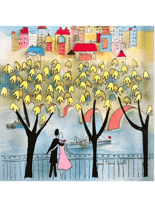 City Romance with Golden Trees 3D Painting on Glas , Tu B'Av Gifts , I