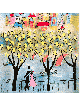 City Romance with Golden Trees 3D Painting on Glas , Tu B'Av Gifts , I