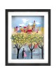 City Romance with Golden Trees 3D Painting on Glas , Tu B'Av Gifts , I