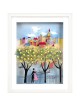 City Romance with Golden Trees 3D Painting on Glas , Tu B'Av Gifts , I