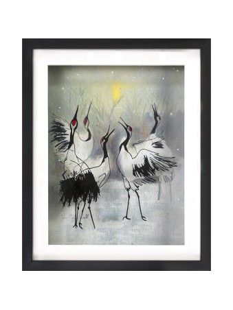Grues dansantes dans l’œuvre d’art 3D d’hiver - Cadeau pour, Cadeaux Tu B'Av, I