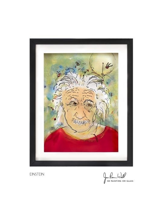 Albert Einstein Peinture 3D sur verre un hommage à , Cadeaux Tu B'Av , I
