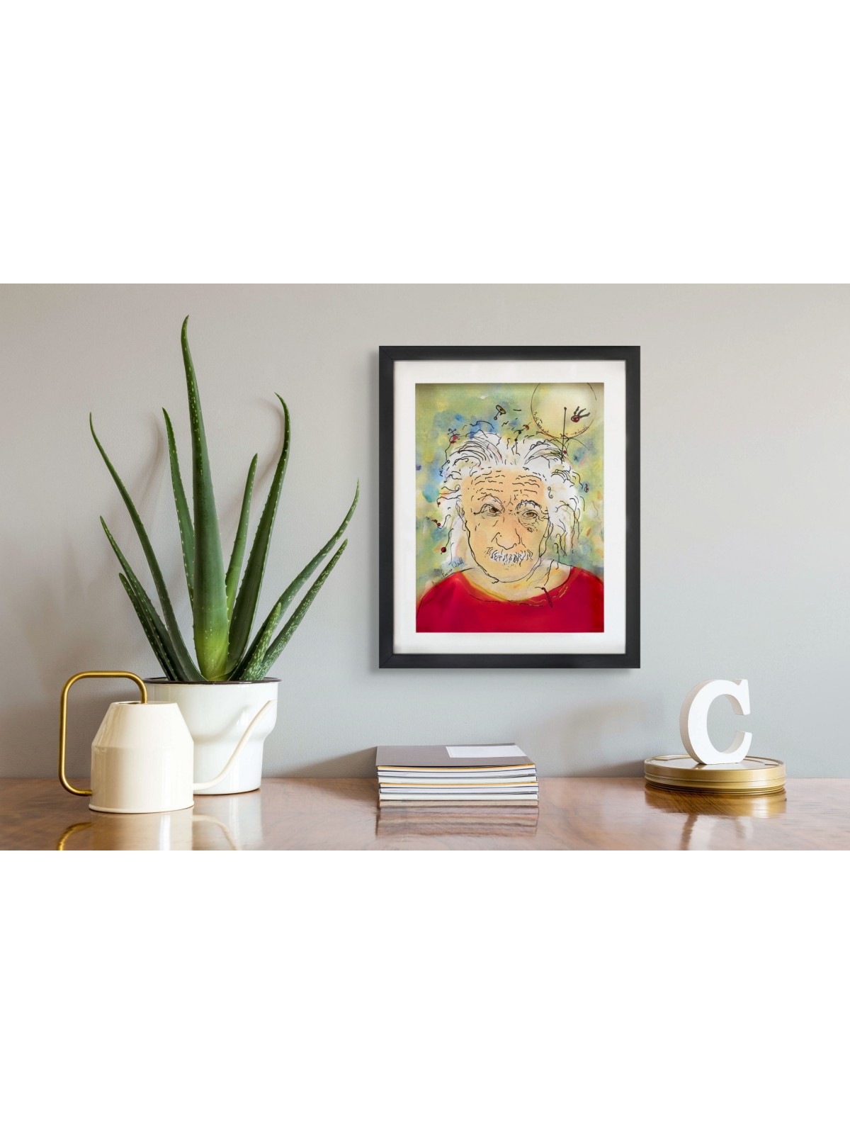 Albert Einstein Peinture 3D sur verre un hommage à , Cadeaux Tu B'Av , I