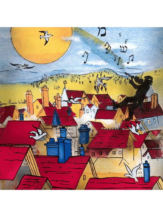 Mélodie de la tradition - Peinture 3D violon sur le toit, cadeaux Tu B'Av, I